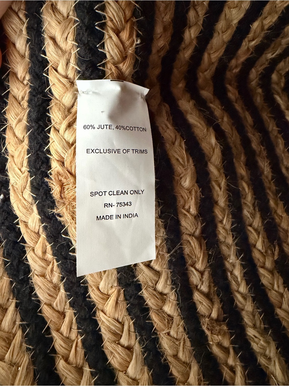 Large Jute Tote Bag with Black Accents - Picture 3 of 3